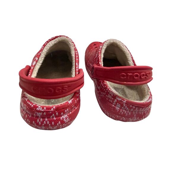 CROCS classic lined holiday Christmas Clogs women’s sz 7 sandals gently used - Picture 4 of 13